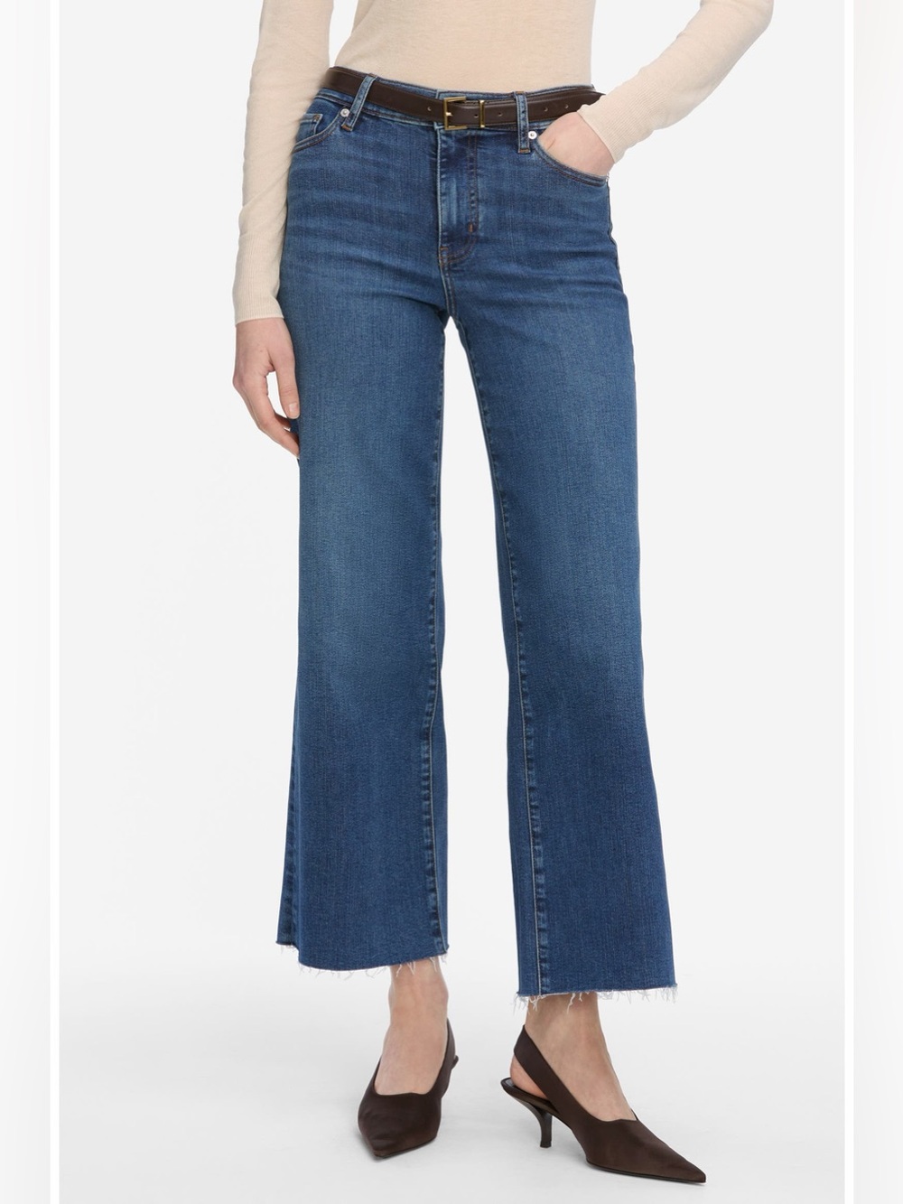 FRAME Le Slim Palazzo High Rise Crop Wide Leg Jeans Size 24 Elixir NWT